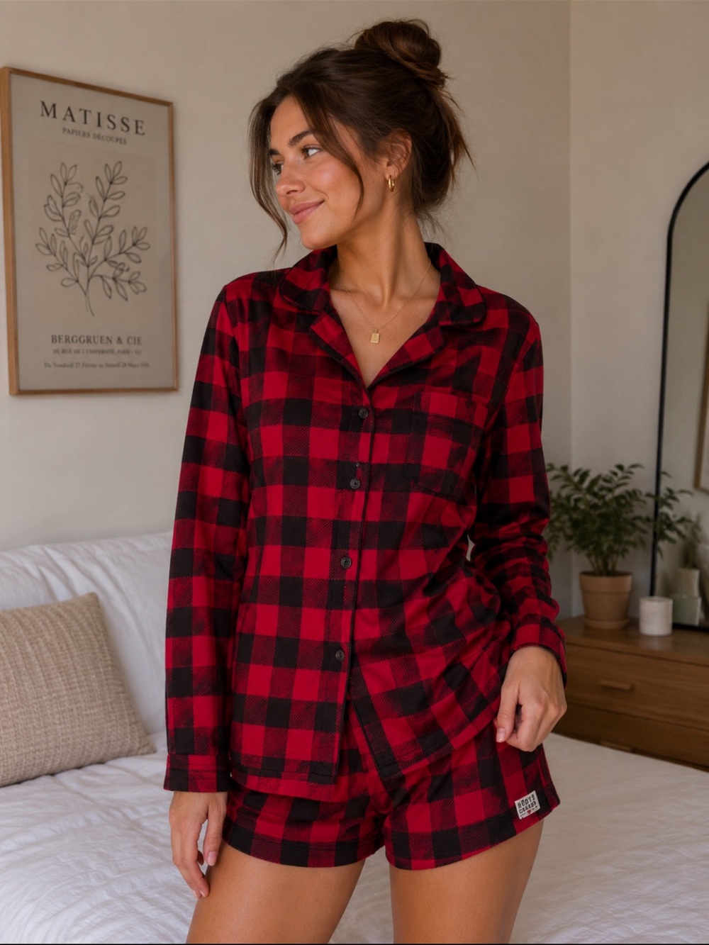 Roots Kids Red and Black Buffalo Plaid Pajama Top